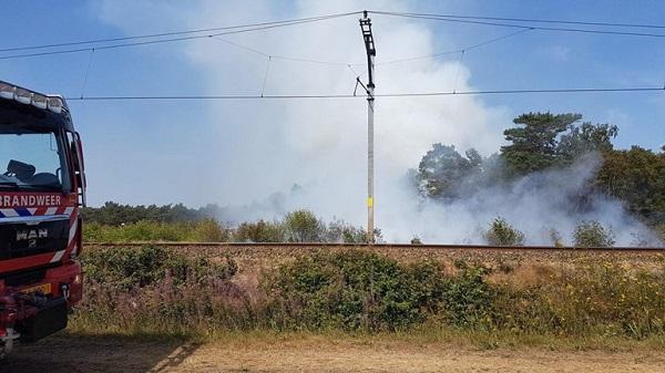 Geen treinen door bosbrand langs het treinspoor