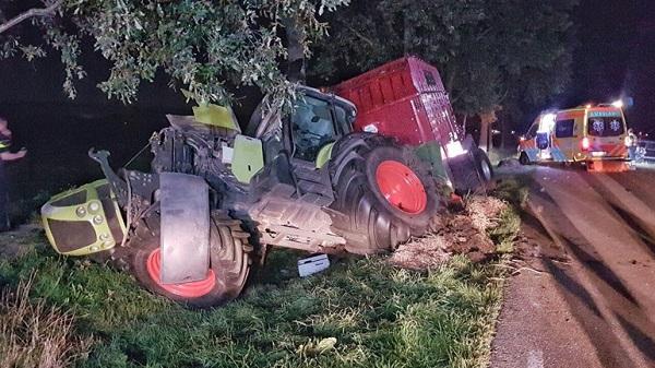 Auto en trekker botsen hard tegen elkaar; 1 persoon gewond