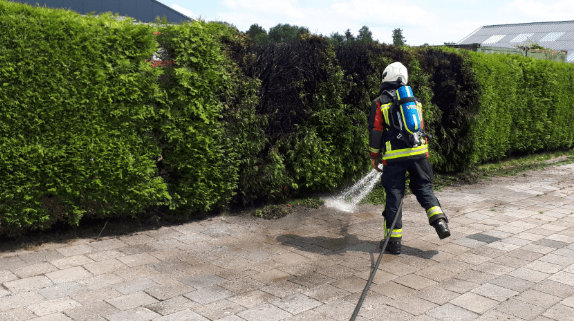 Onkruid branden gaat fout; Heg vliegt in brand