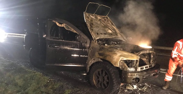 A28 tijdelijk afgesloten vanwege brandende Dodge Ram