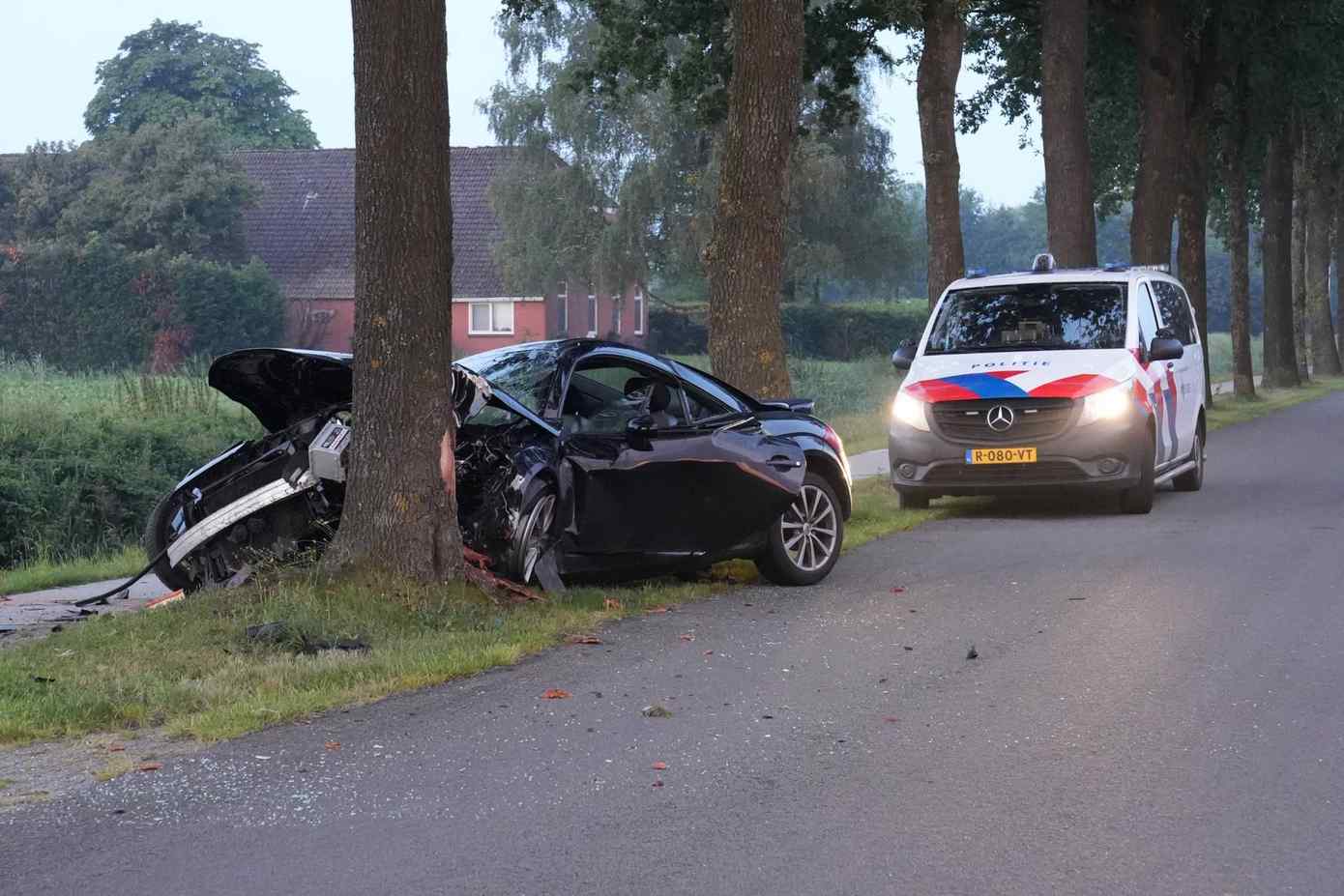 Bestuurder gewond na frontale botsing met boom